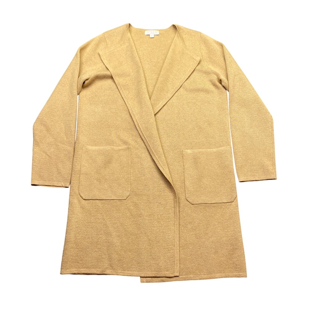 J.Crew Juliette Collarless Sweater Blazer Womens Heather Camel Open Front Size S